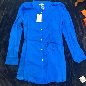 Vibrant Blue Button-Up Dress